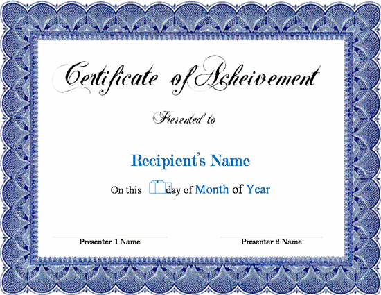 microsoft word certificate template 2010