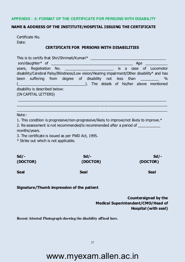 Certificate 6 In Disability Certificates Templates Free