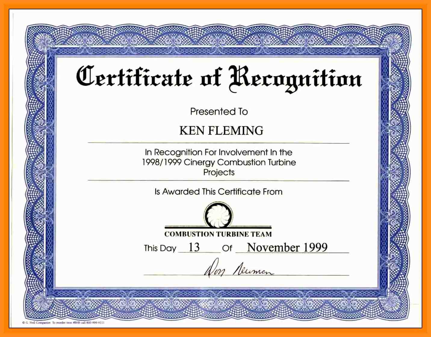 Certificate Wording Certificates Templates Free